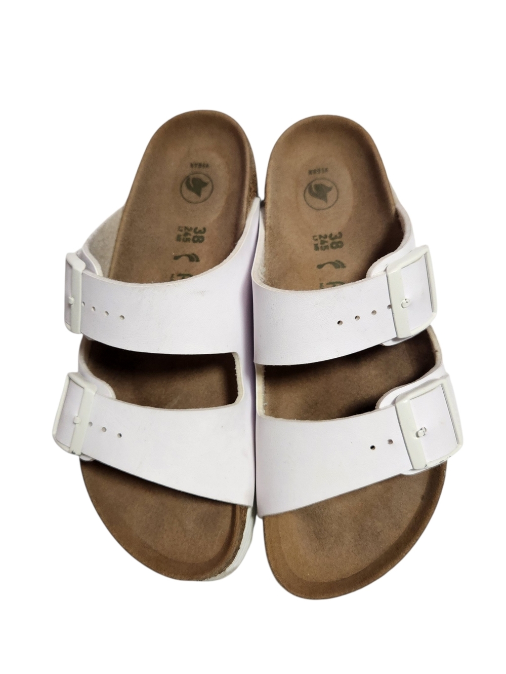 Papillio White Two-Strap Adjustable Buckle Sandals